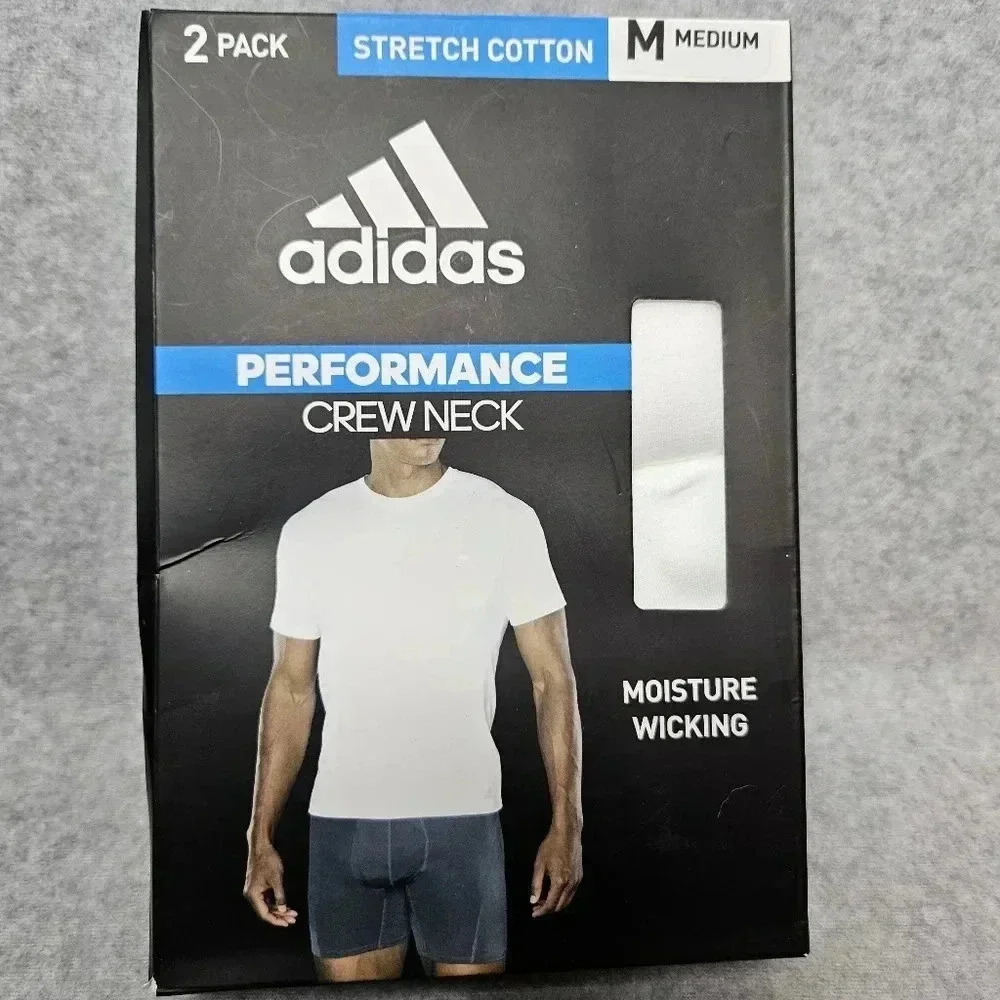 Adidas Men's Performance Moisture Wicking Crew‎ Neck WhiteTees Size M